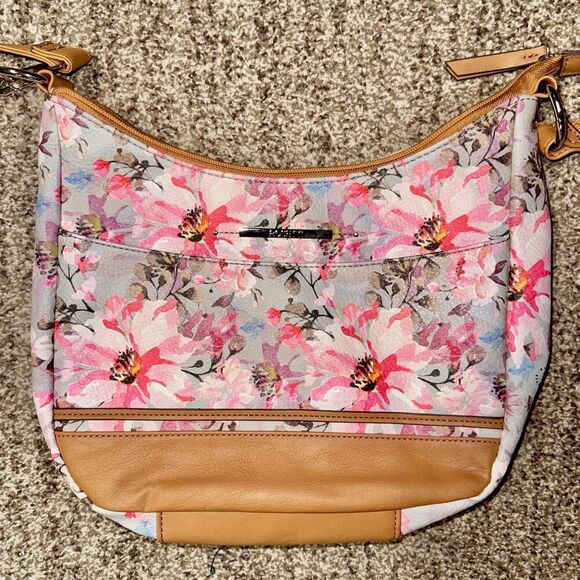 Rosetti Women's Pink Brown Floral Design Leather Handbang - Picture 8 of 10